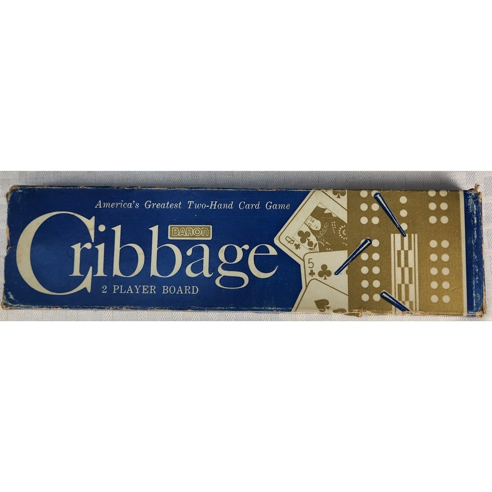 Vintage Baron Cribbage 2 Player Wood Board NO. 5-1062/100 Original Box‎